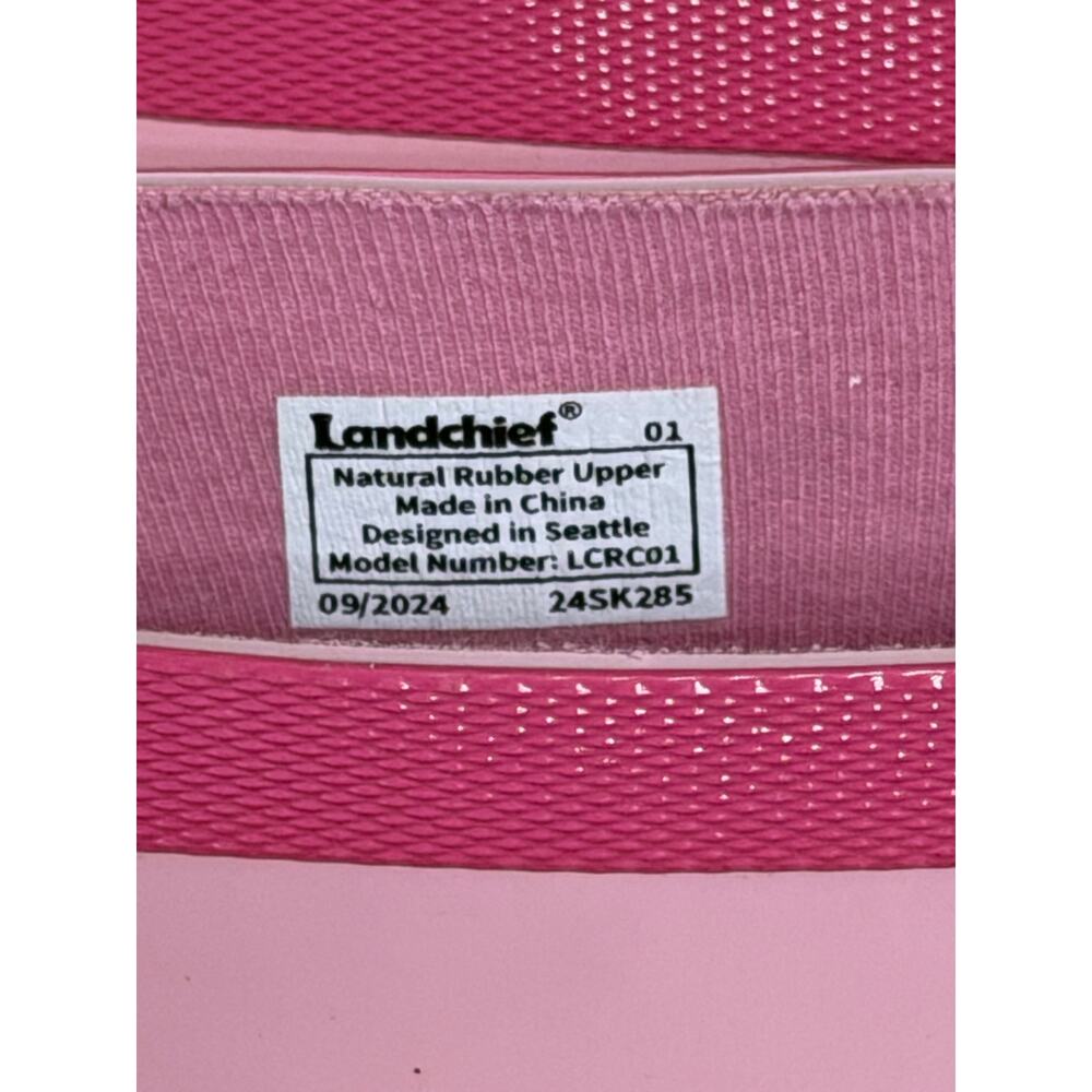 Landchief Kids Pink Rain Boots Size 1 Waterproof Rubber Pull On Colorblock - Picture 6 of 9